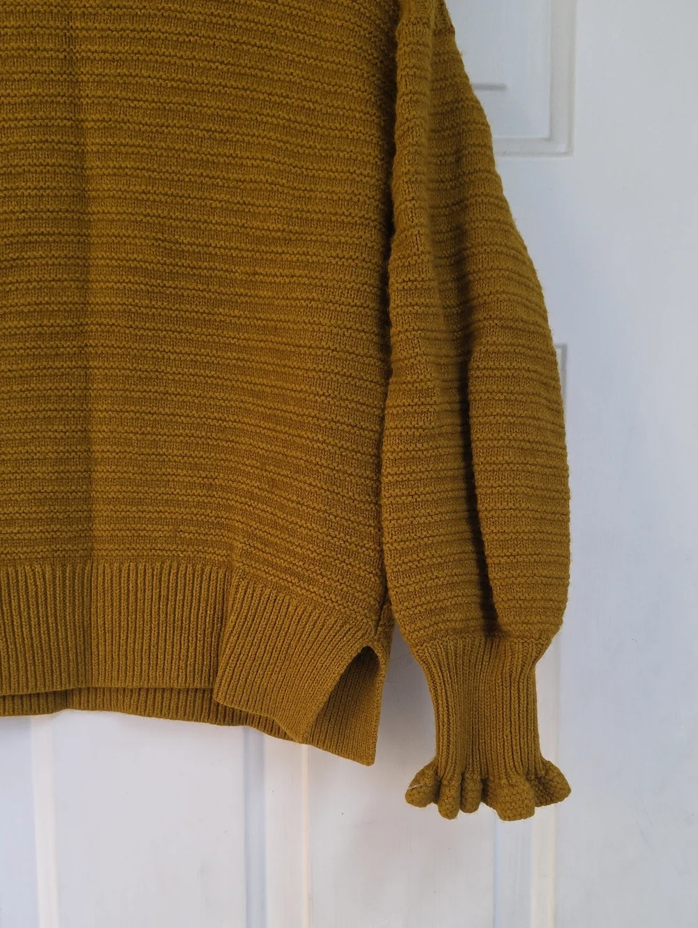 MADEWELL  Ruffle Merino Wool Blend Sweater Gold